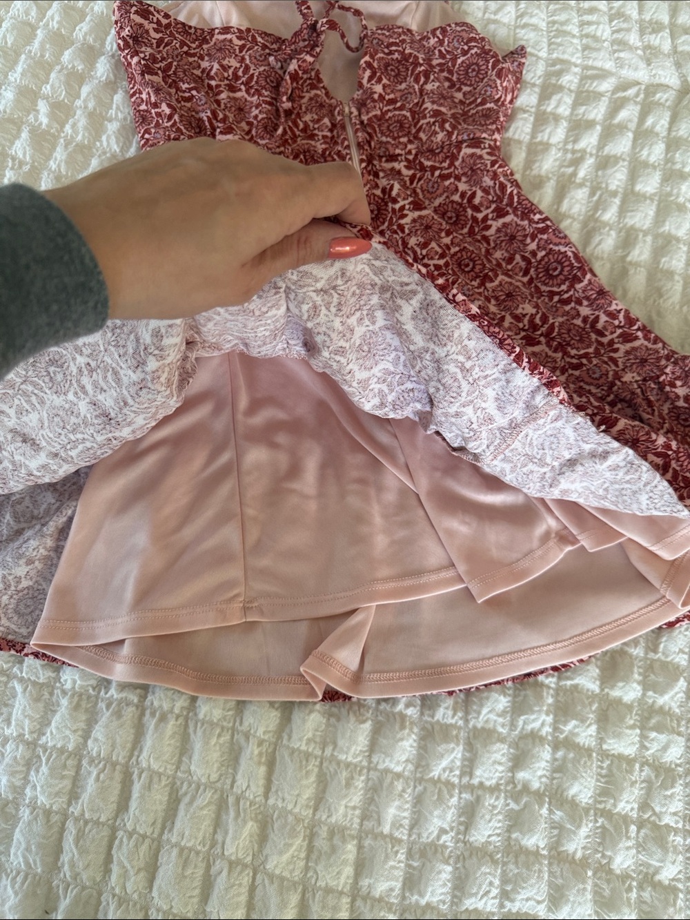 Altar'd State Red Floral Square-Neck Mini Dress - Picture 7 of 8